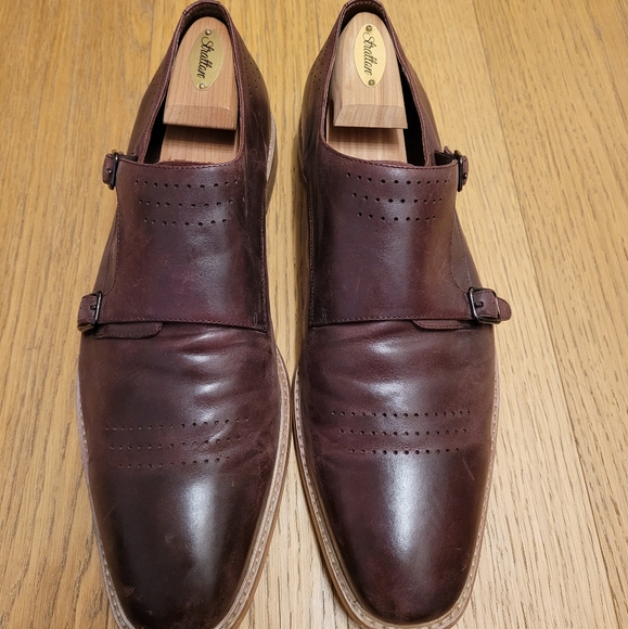 Size 11.5 Jump New York Burgundy Double Monkstraps - Picture 1 of 6